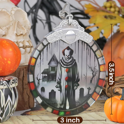 Spooky Clown Stained Glass Orament - Christmas Ornament - Christmas Decorations for Tree - Holiday Present ldeas - Gift Exchange