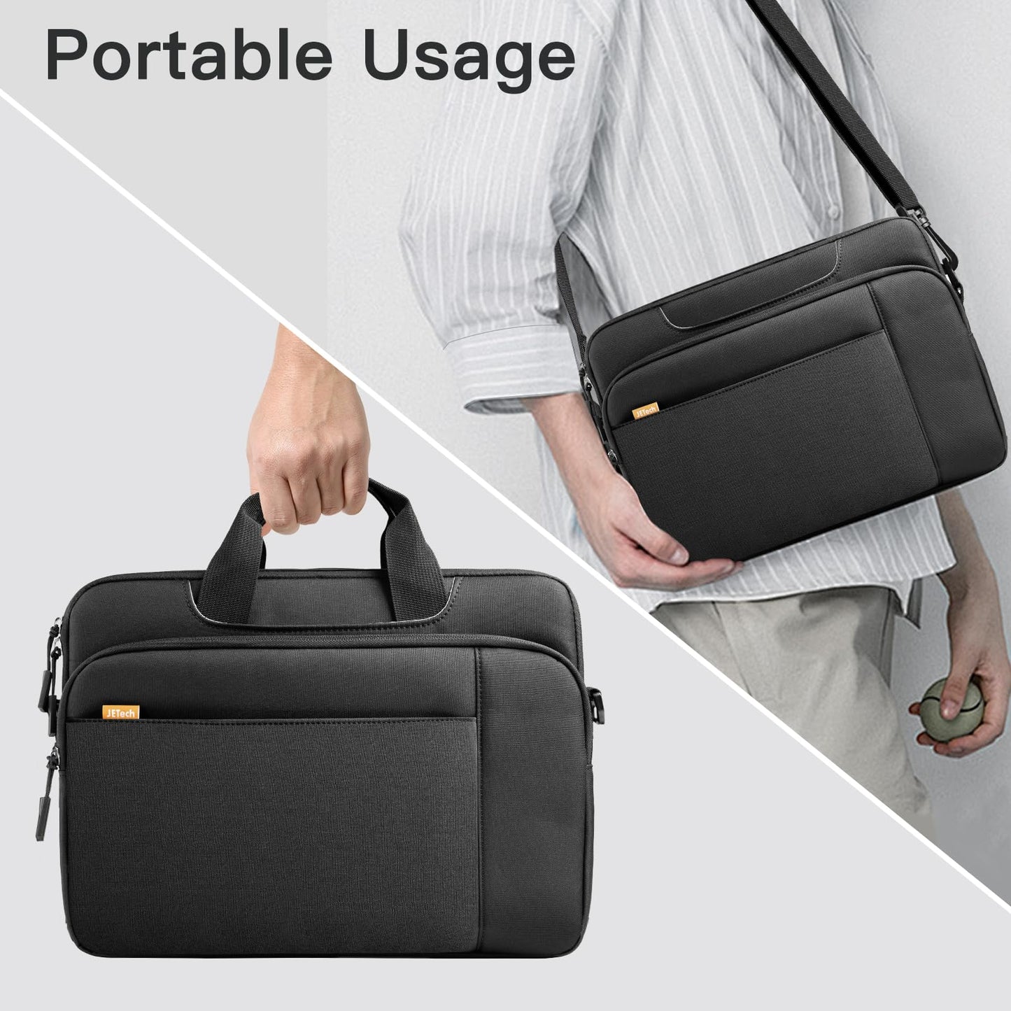 JETech 15 15.6 16 Inch Laptop Bag Case, Waterproof Computer Sleeve Cover Compatible with MacBook Air/Pro 15/16, Surface Book 3/2 15, Dell Inspiron 15.6, HP Pavilion 15.6 (Black)