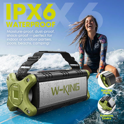 Portable Speakers Bluetooth Wireless, 90W Max Loud Outdoor Speaker with 50W Deep Bass, Boombox Sound, IPX6 Waterproof, 40H, EQ, Dual Pairing, Subwoofer *2, TF, Large Speaker for Beach/Garage/Jobsite