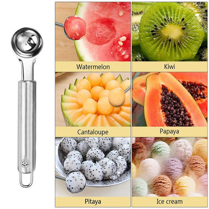 NewlineNY Stainless Steel Kitchen Tools: Zester Grater with Channel Knife, Apple Cupcake Corer, Fruit and Melon Scooper, Fruit & Veggie cutting knife, 4 Pcs Set