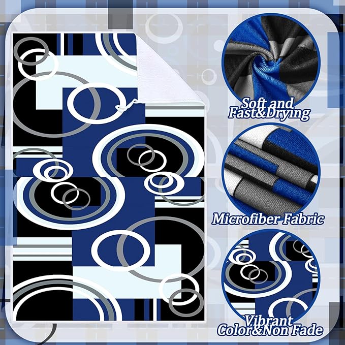 Boyiee Set of 6 Black Gray Blue Kitchen Towels Modern Geometric Dish Hand