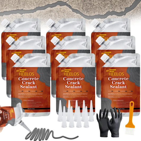 Concrete Crack Filler, 9Packs Premium Concrete Crack Sealant, Weather-Resistant Caulking Glue,Quick-Drying & Waterproof Repair Adhesive for Slabs, Driveways, Sidewalks (Grey)