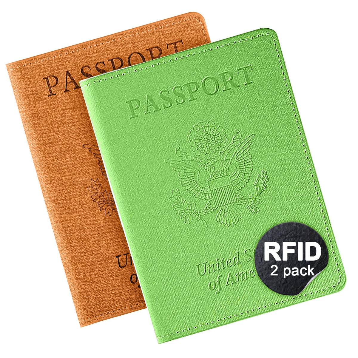 VIDIVICI 2Pack Passport Wallet, Travel Gifts, Travel Accessories - Yellow&Green