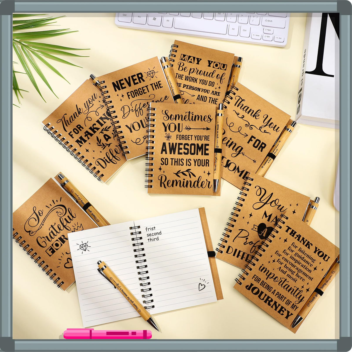 Tenceur 96 Sets Employee Appreciation Gifts Bulk Inspirational Spiral Notebooks with Motivational Pens Small Notepads for Coworkers Office Staff Team Volunteer Teacher Thank You Gifts, 3.94 x 5.51''