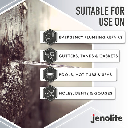 JENOLITE Epoxy Putty Repair Stick | UNDERWATER | 112g (7 Inches) | Apply Underwater | Ideal For Hot Tubs, Spas, Swimming Pools, Boats & More | Excellent as Plumbers Putty & Pipe Repair Epoxy Filler