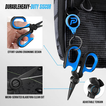 PLUSINNO Fishing Gear, Fishing Tools, 7PCS Fishing Accessories, Corrosion Resistant Fishing Pliers Kit, Fishing Knife, Floating Fish Lip Gripper Fishing Gifts for Men, Gifts for Fishermen