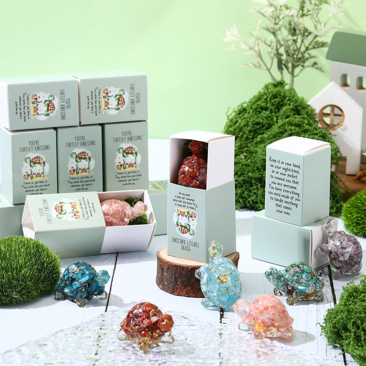 DoubleFill 6 Set Office Positive Gifts for Coworkers Employee Appreciation Gifts Bulk Emotional Pocket Hug Support Appreciation Gift for Staff Teacher Team (Natural Crystal)