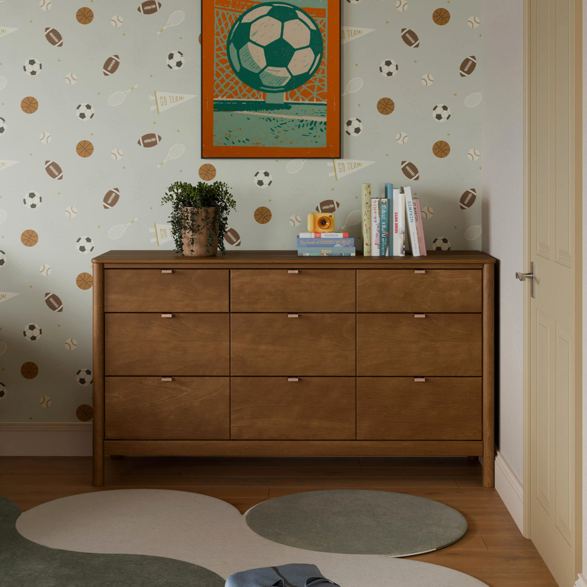 Babyletto Kids Bondi 9-Drawer Assembled Dresser in Natural Walnut, GREENGUARD Gold Certified