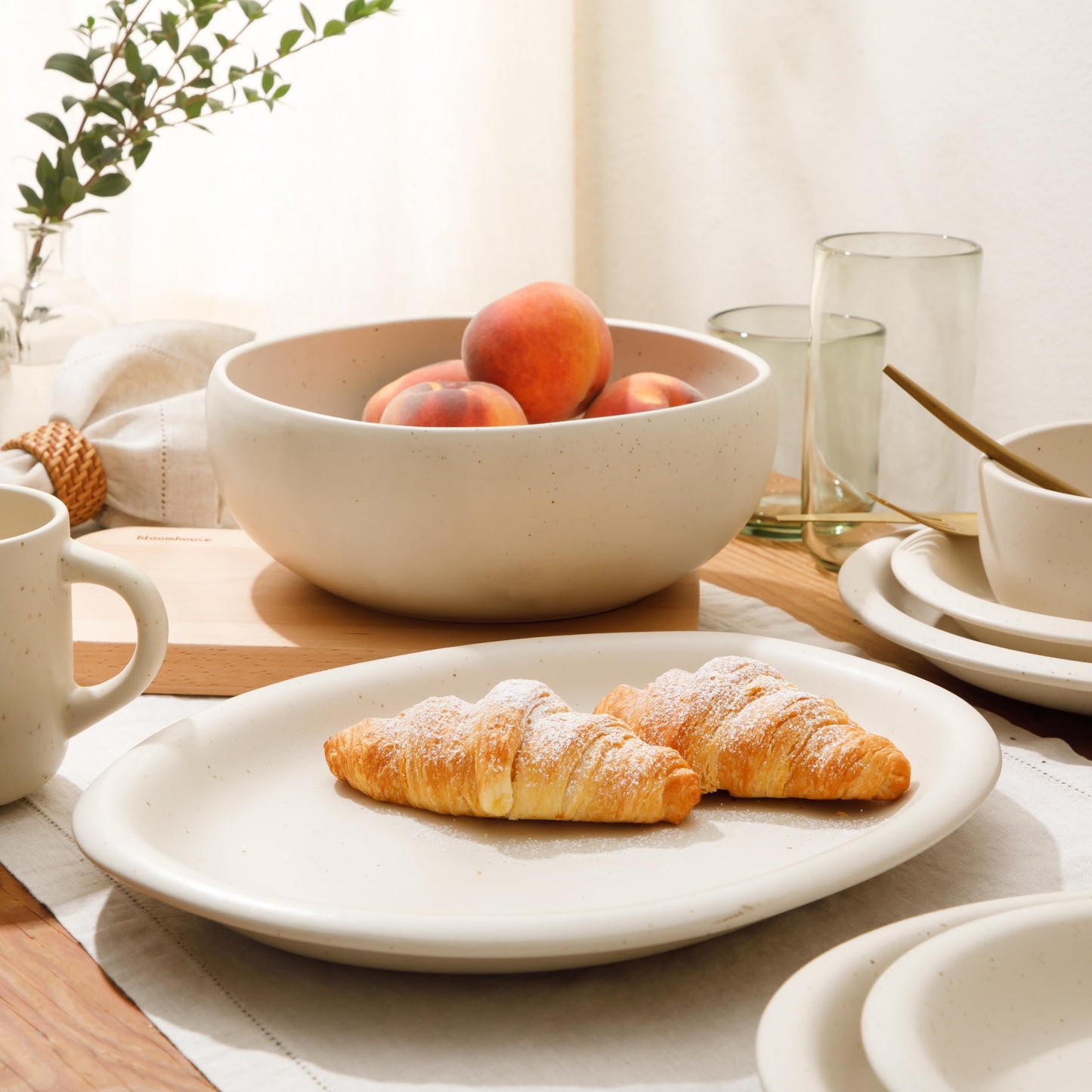 Bloomhouse - Two Time Oprah's Favorite Things Winner - Corsica Clay 2-Piece Serving Set – Oval Platter and Bowl in Sea Salt White, Durable Stoneware for Entertaining & Everyday Use