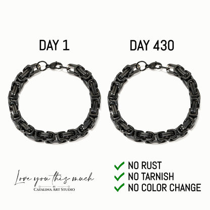 Love You This Much You Are a Fighter 5mm Twist Bracelet, Cancer Care Gifts for Men, Male Hospital Gift, Manly Get Well Gift for Him, For a Man in the Hospital, Luxury Box & Card (Black/Black)