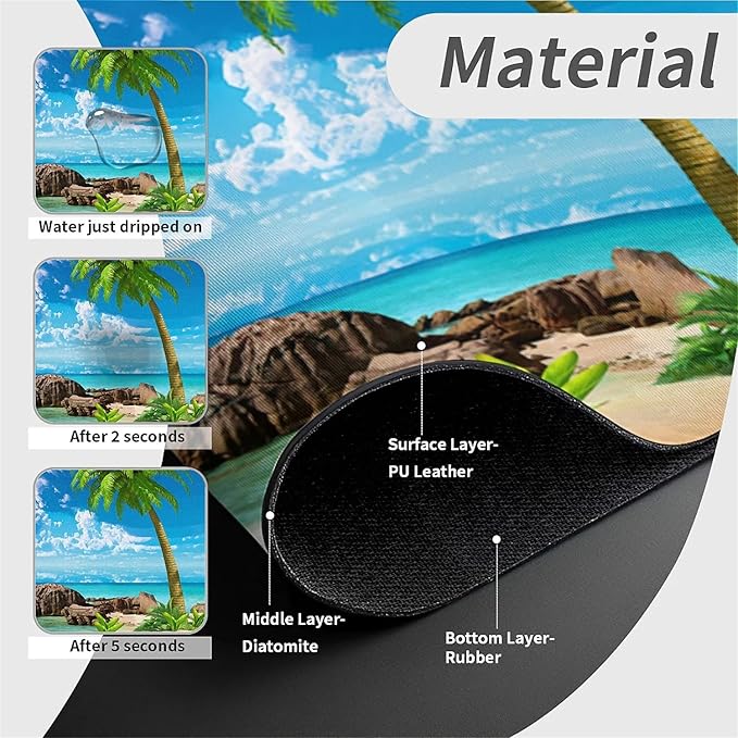 Kitchen Sink Splash Guard，Summer coconut Beach dolphins Faucet Mat Sink