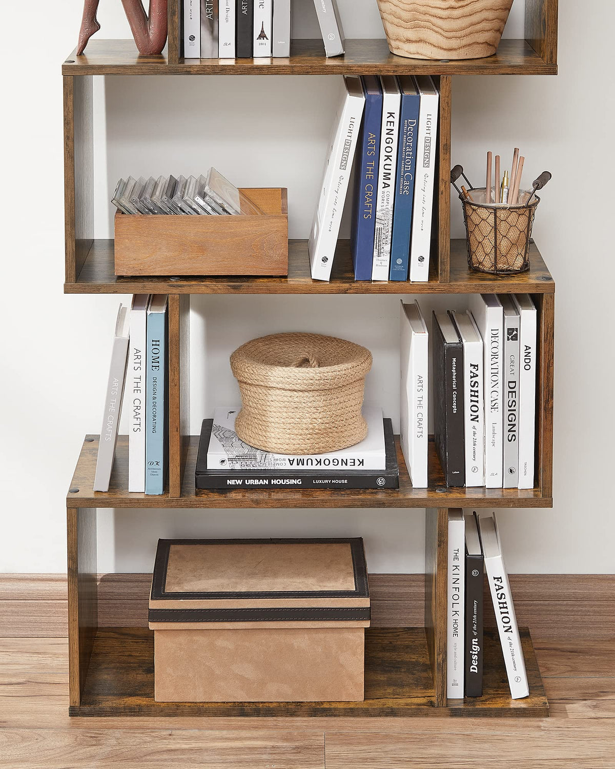 VASAGLE Custos Collection - Bookshelf, 5-Tier Bookcase, Tall Display Shelf, Freestanding Storage Shelf, Room Divider, for Home Office, Living Room, Bedroom, Study, Rustic Brown ULBC62BXS