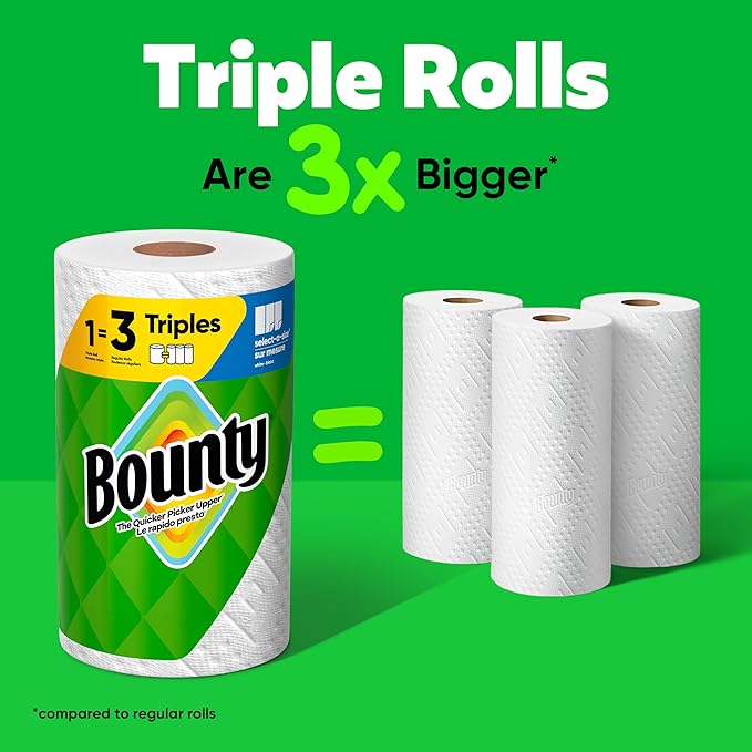 Bounty Select-A-Size Paper Towels, 2 Triple Rolls = 6 Regular Rolls