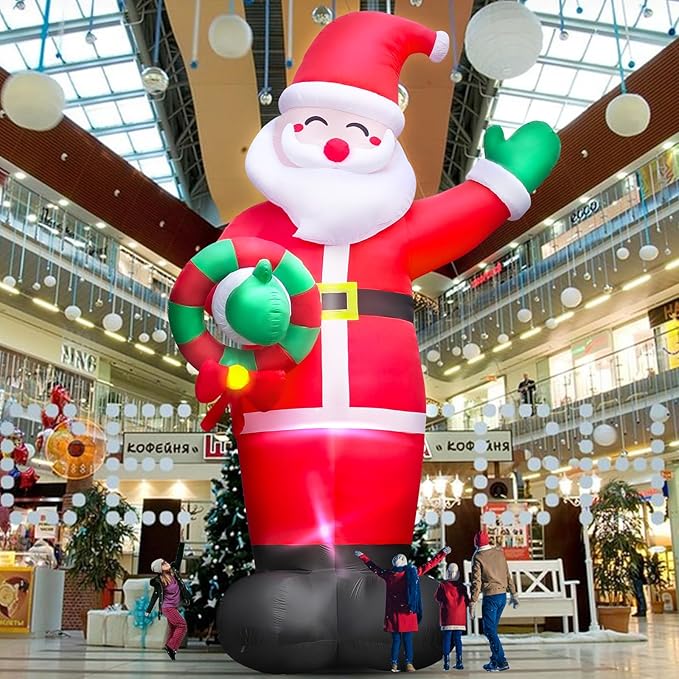 Danxilu 20 FT Giant Christmas Inflatables Santa Claus Outdoor Decoration, Huge Santa Blow Up Yard Decorations Built-in LED Lights with Blower Xmas Decor for Holiday Party Home Lawn Malls Squares