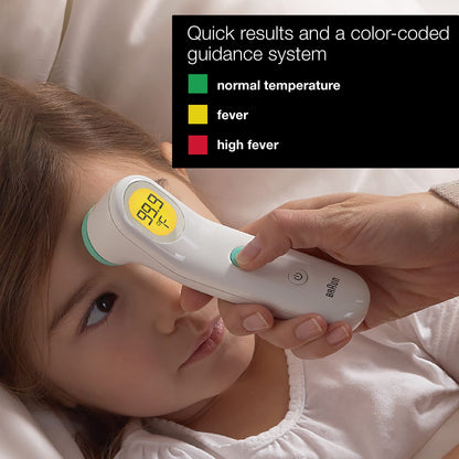 Braun Sensian Contact 5 Forehead Thermometer, Gentle Digital Thermometer for Adults and All Ages with Professional Accuracy and Color Coded Guidance