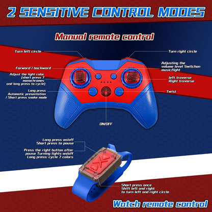 S-pider Rc Gesture Sensing Stunt Car Toys for Boys 4-14 Years Old, Drift Hand Control Remote Control Cars with Light & Music, 360°Rotation Double Side Cars Birthday Gifts for Kids Age 5 6 7 8 9 10 11