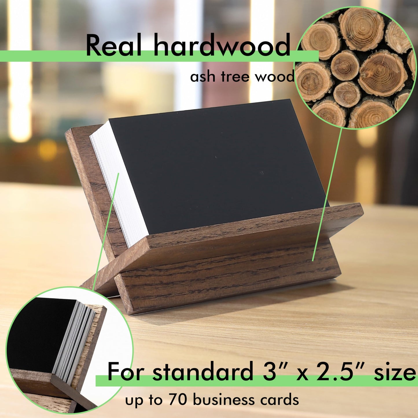 TOROS store Business Card Holder for Desk - Brown Wood Small Cards Holders, Professional Desktop Business Card Stand Display, Wooden Name Card Holder