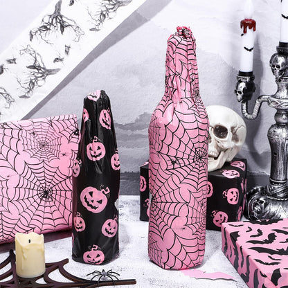 Whaline 90 Sheets Halloween Tissue Paper Pink Black Pumpkin Bat Spiderweb Gift Wrapping Paper for DIY Art Craft Halloween Birthday Baby Shower Party Supplies, 13.7 x 19.6 Inch