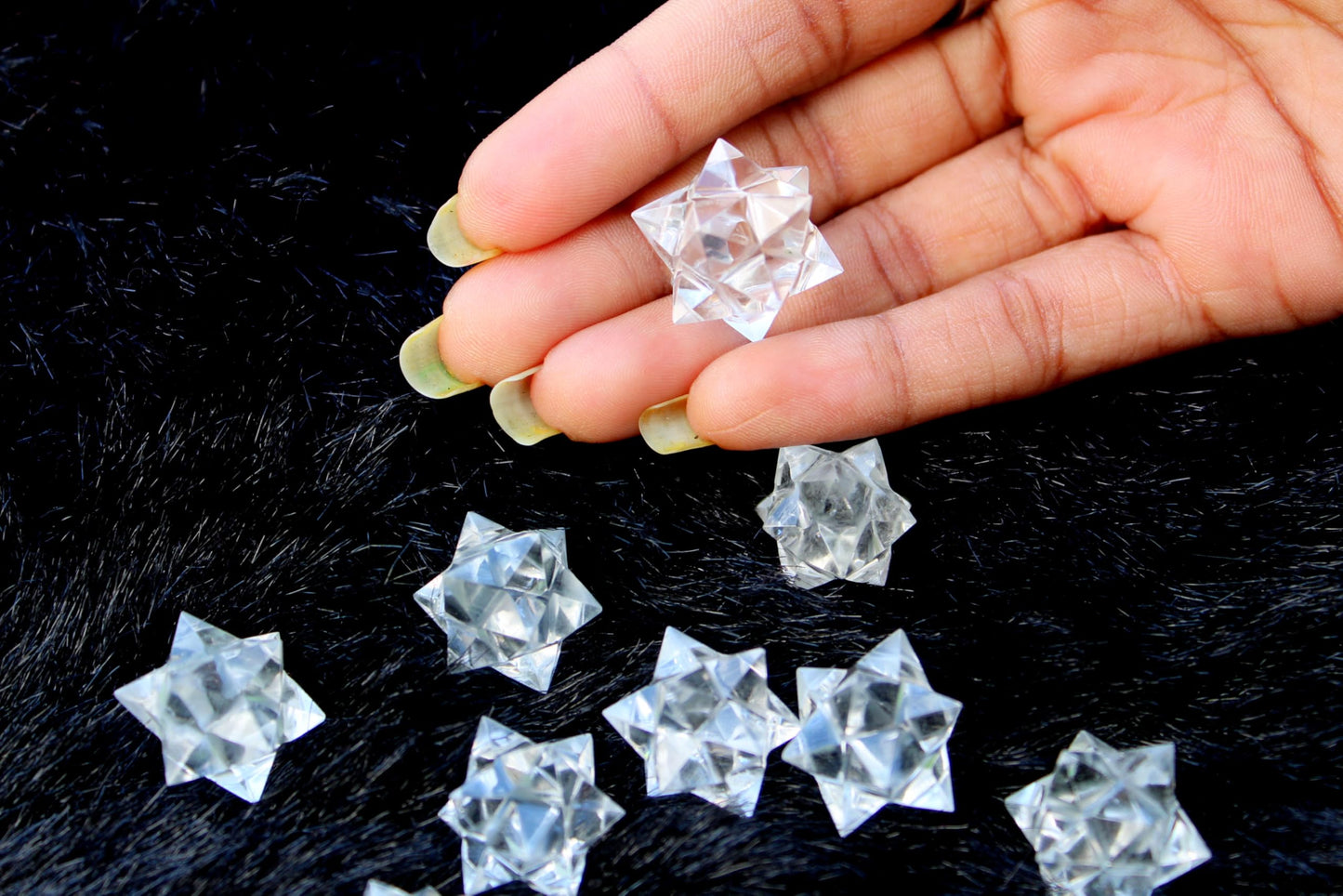 Jet International 12 Point Crystal Merkaba Set of 5 – Natural Healing Gemstone Stars for Reiki, Meditation, Chakra Balancing & Positive Energy – Sacred Geometry Crystal Grid Set