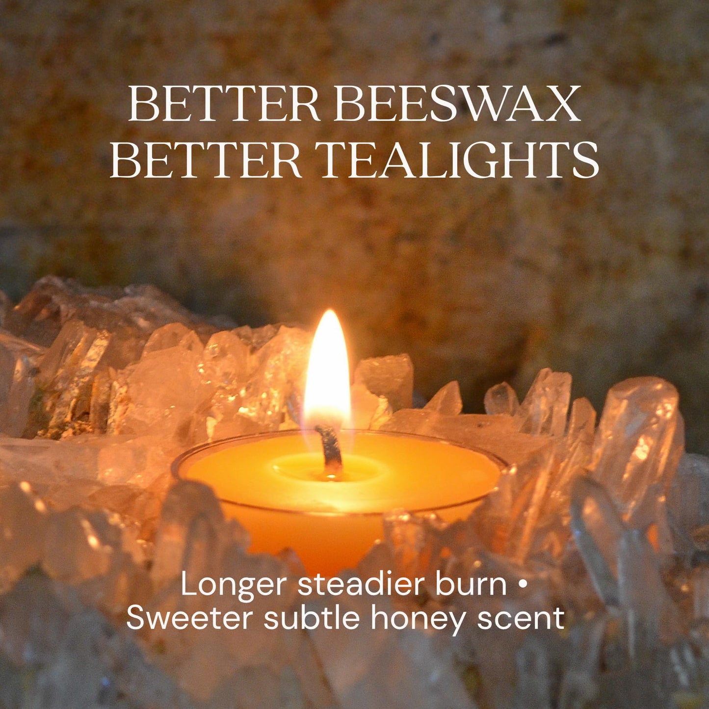 Bluecorn Beeswax Tea Light Candles, 100% Pure Natural Bees Wax, Yellow Tea Lights, Fragrance Free, Paraffin & Soy Free Candle Wax, Clean Burning, Long Lasting (4-5 Hrs), American Made, 48 Pack