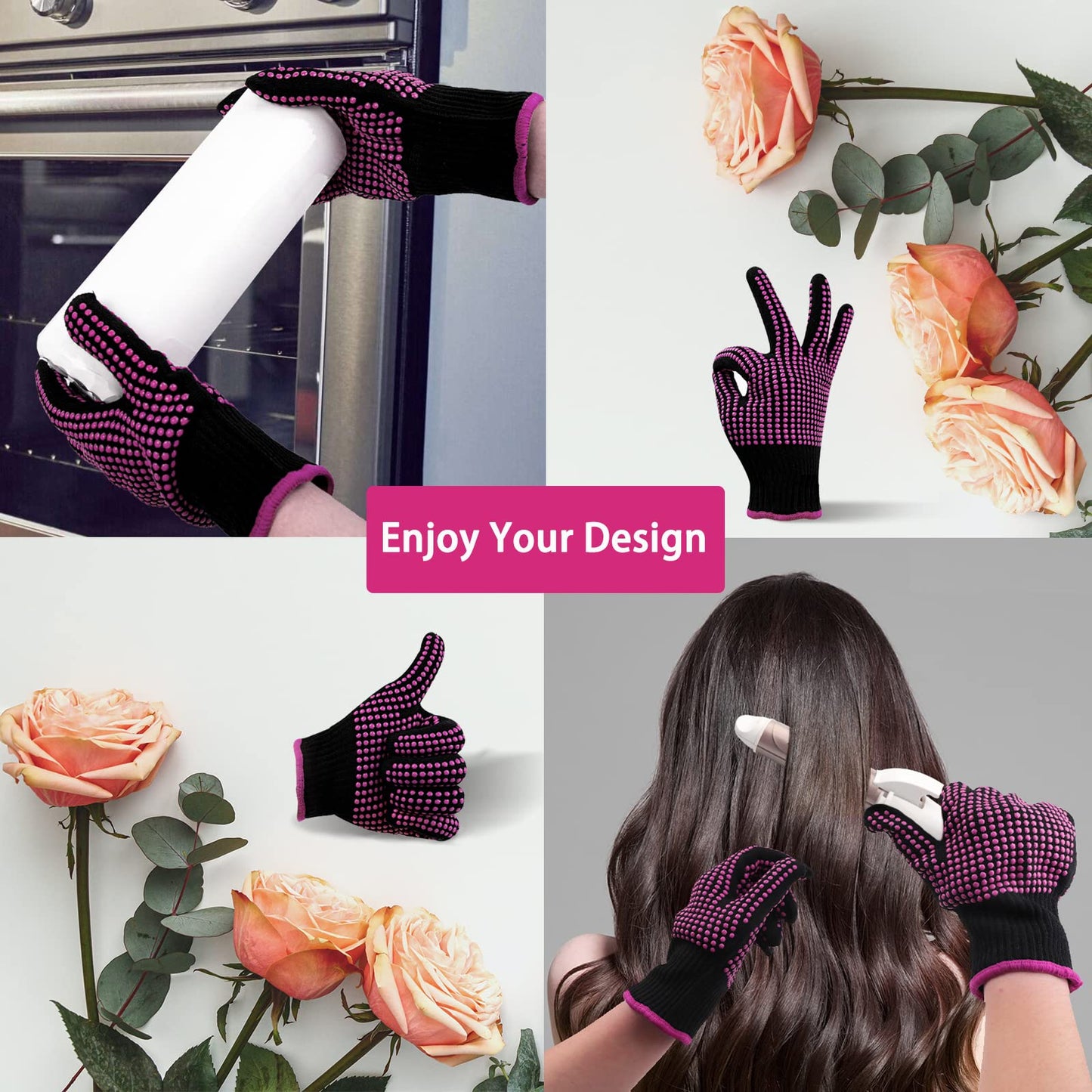 HTVRONT Heat Resistant Gloves for Sublimation - 2 Pack Heat Resistant Gloves for Sublimation with Silicone Shocks, Heat Resistant Work Gloves for Women, Universal Fit