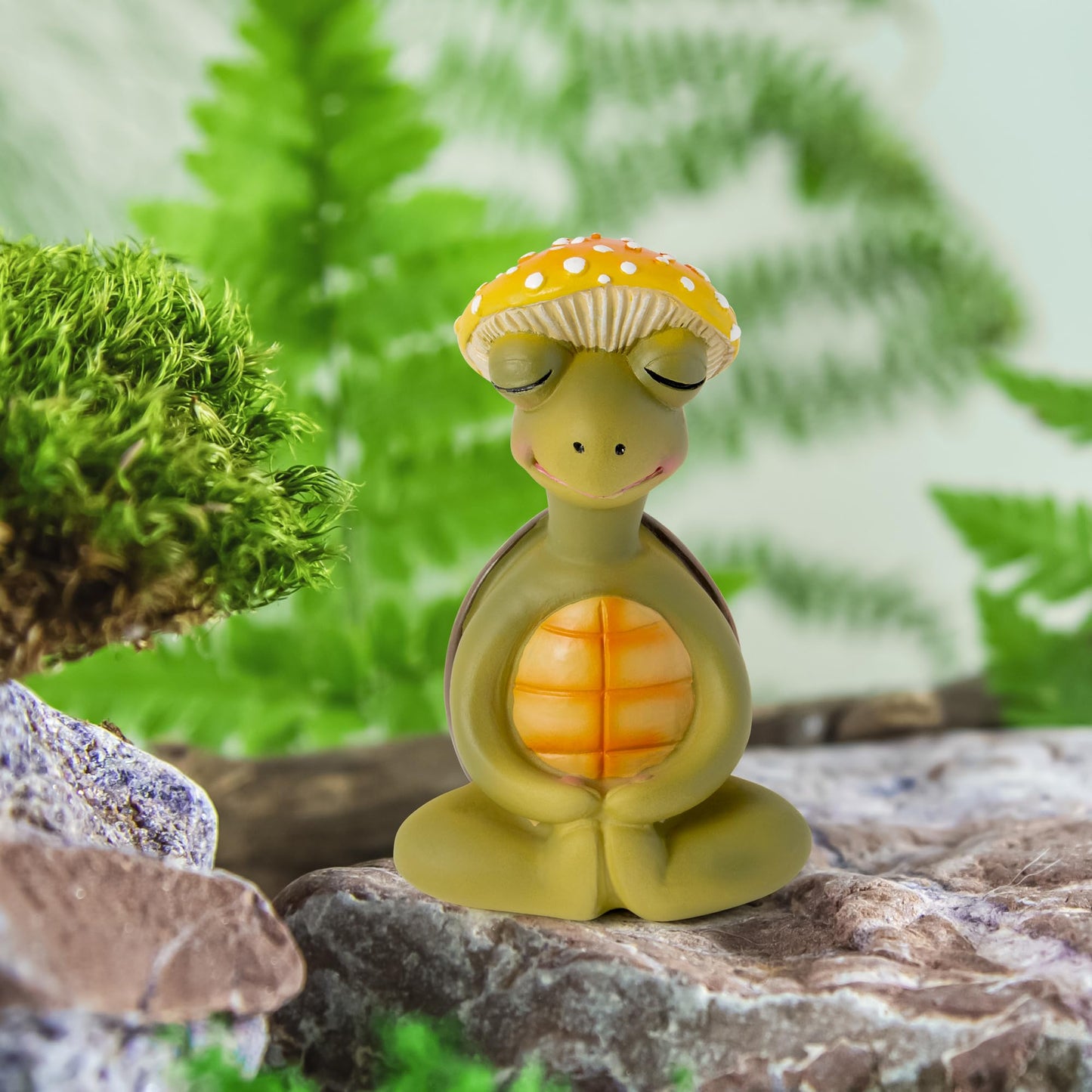 CYjorkbgg Meditation Turtle Resin Statue - Yoga Meditation Turtle Statue for Desk Living Room Resin Figurine for Home Patio Office Decoration Cute Plant Statues for Tabletop Garden Backyard Decor