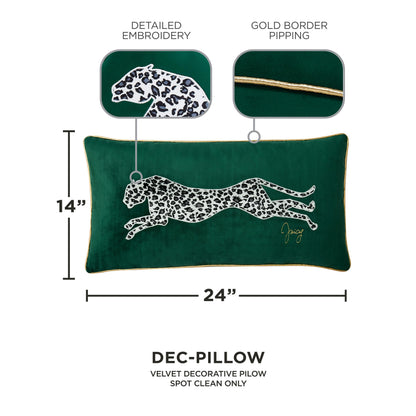 Juicy Couture – Decorative Accent Pillow Velvet Safari Leopard Premium Reversible Throw Pillow Living Room and Bedroom Décor Measures 14" x 24" Cheetah on White