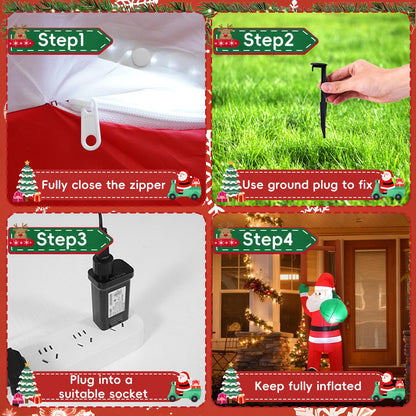 InfleasJoiy 8FT Santa Claus Climbing on Ladder Christmas Decoration with Built-in LED Lights, Christmas Outdoor Inflatable Decoration for Lawn, Yard, Garden, Patio