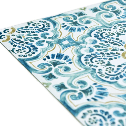 WallPops FP2477 Fontaine Peel & Stick Floor Tiles, Blues, Set of 10 Pieces,12 x 12 inches