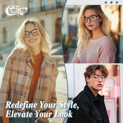CGID CN12 Fake Glasses Women Men Casual Fashion Square Clear Lens Glasses 100% UV400 Protection,Matte Black