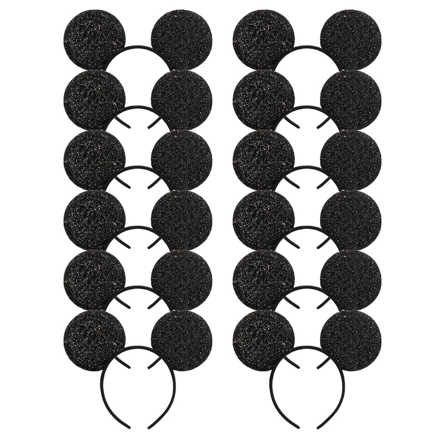 CHuangQi Mouse Ears Headband, Black Ears Hairband for Boys & Girls Birthday Party,12pcs