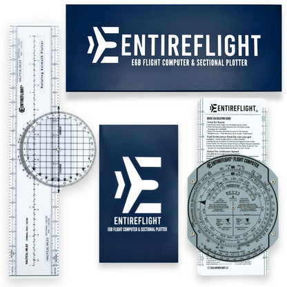 EntireFlight - E6B Flight Computer, Aviation Plotter, & Manual Box Set - Essential Pilot Accessories and Aviation Tools for Your Flight Bag - Use with IFR VFR Sectional Charts - Flight Calculator