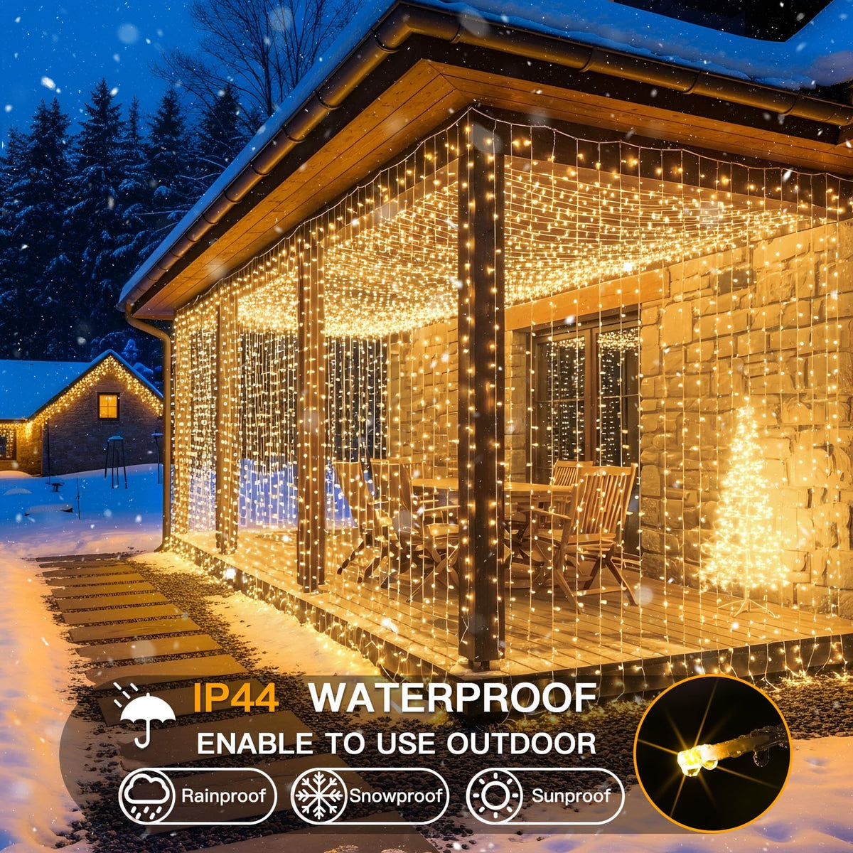 suddus 900 LED Christmas String Lights Outdoor, 9.8x29.5ft Curtain Lights Plug in with Remote,Wall Hanging Lights for Christmas,Dorm,Wall,Window,Wedding,Party,Birthday Decor,Warm White