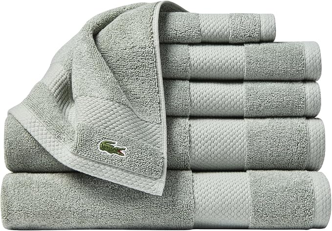 Lacoste Heritage Supima Cotton 6-Piece Towel Set, 2 Bath Towels, 2 Hand Towels