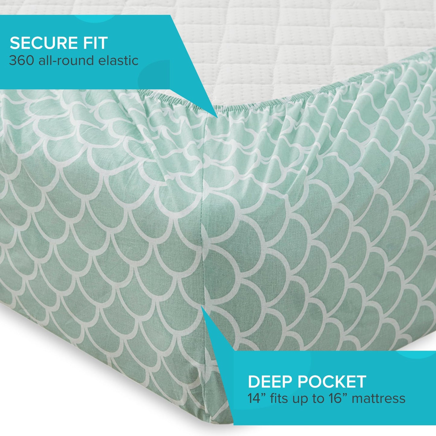 Comfort Spaces 100% Cotton Sheet Set Breathable, Lightweight, Soft with 14" Elastic Pocket Fits up to 16" Mattress, All Season Cozy Bedding, Matching Pillow Case, Full Scales 4 Piece