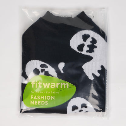 Fitwarm Halloween Ghost Dog Sweater, Funny Costumes for Dogs, Pet Apparel, Black, White, Medium