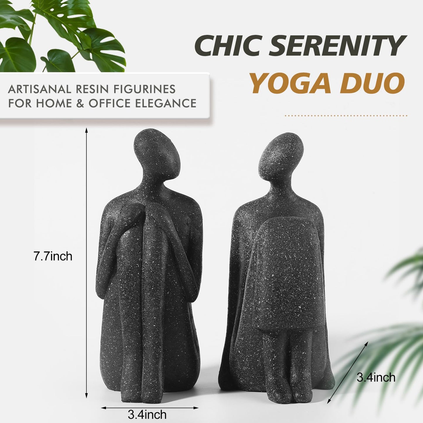Yoga Decorative Bookends, Unique Book Ends to Hold Book - Artisanal Resin Figurines for Home & Office Elegance