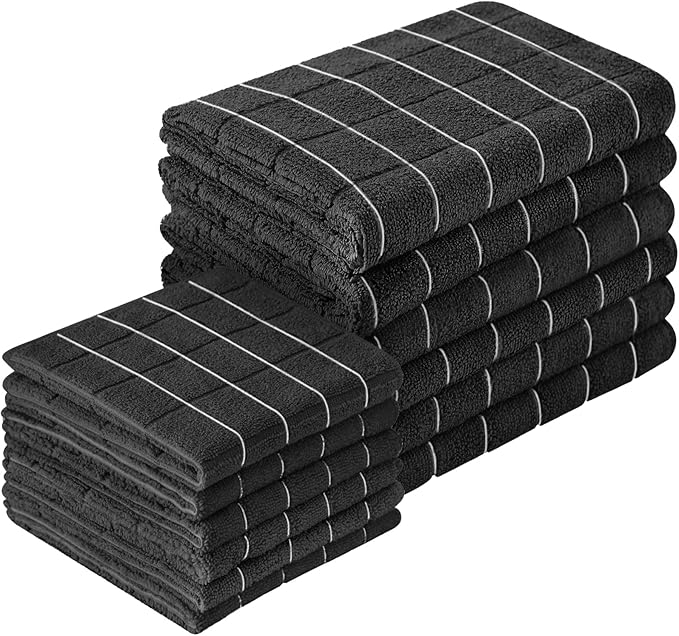 Microfiber Kitchen Towels and Dishcloths Set, 26 X 18 Inch and 12 X 12 Inch