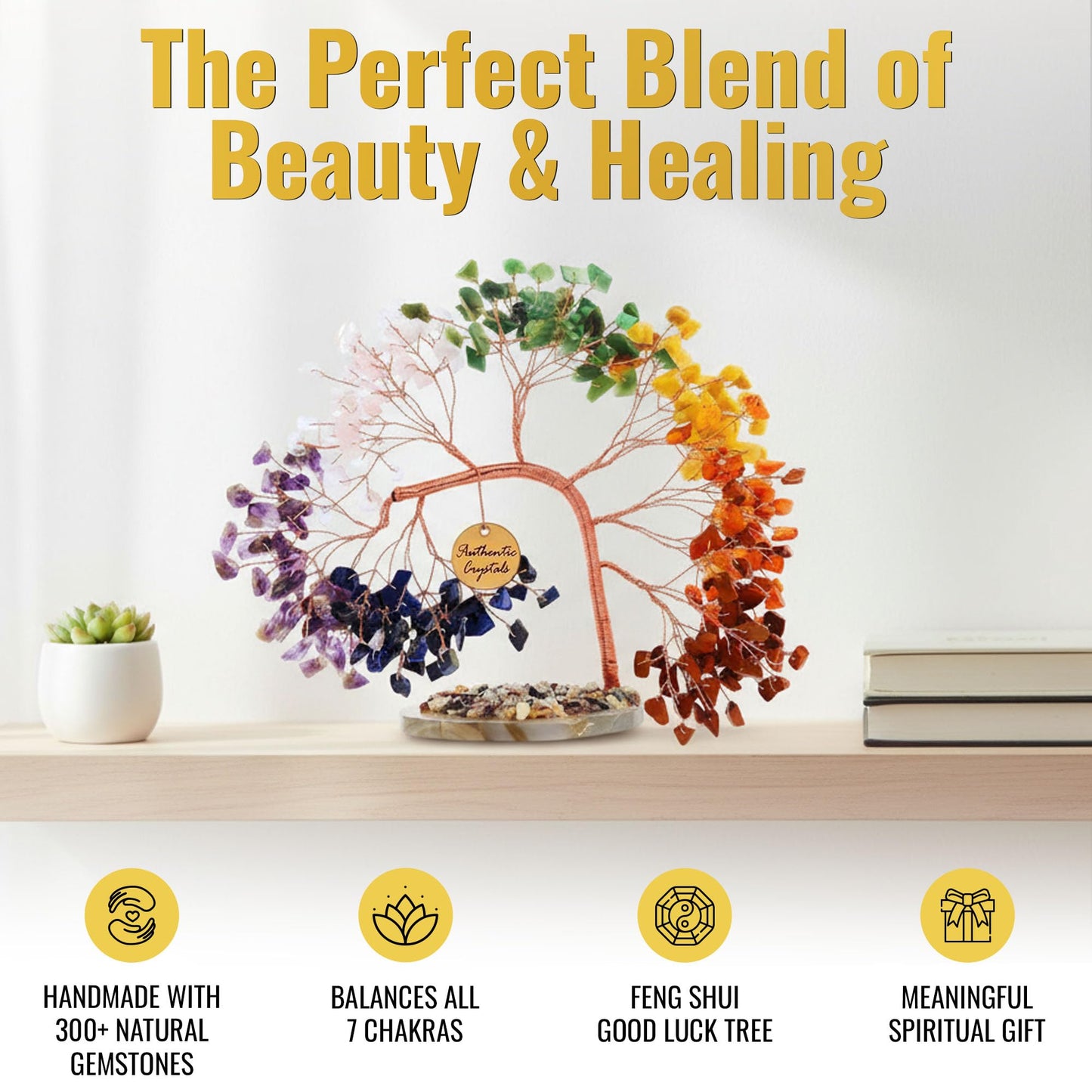 ANAYA AGATE 7 Chakra Crystal Tree of Life – Handmade Healing Crystals and Stones, 300+ Gemstone Bonsai Tree, Feng Shui Money Tree for Positive Energy, Good Luck, Birthday Gifts for Women, Mom, Sister