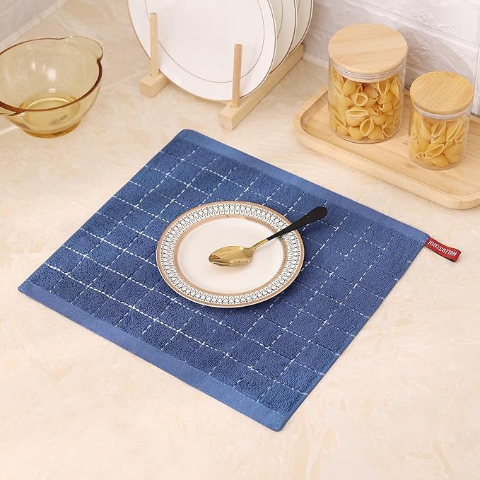 Mordimy 100% Cotton Terry Dish Cloths, Soft and Absorbent Checkered Dish Towels