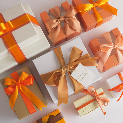 HUIHUANG Terracotta Ribbon 1 inch Orange Double-Faced Satin Ribbon Pack 6 Rolls, Silk Satin Ribbons for Fall Wedding Flower Bouquet Wrap Hair Bows Making Gift Wrapping and Crafts- Total 30 Yards