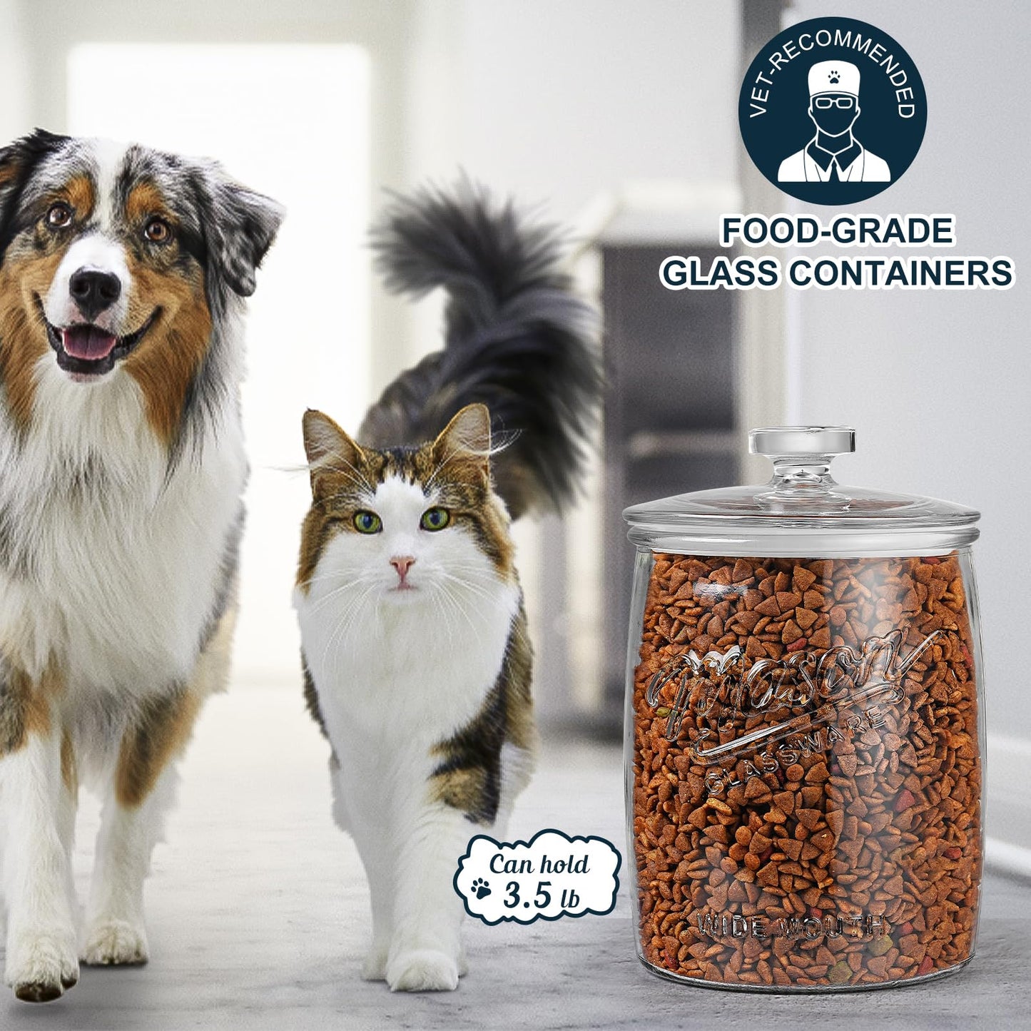 Dwbligt 1 Gallon Glass Cookie Jar with Airtight Lid, Wide Mouth Mason Jar for Pantry & Laundry Room Organization, Large Apothecary Jars for Sugar, Candy, Rice, Dog Treat & Food Storage Jar– Set of 1