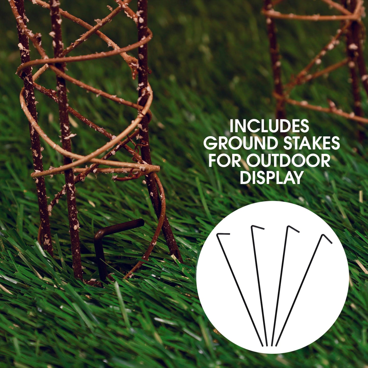 Alpine Corporation 35" Tall Outdoor Lighted Rattan Reindeer Christmas Yard Decoration with 60 Warm White LED Lights for Lawn Display, Brown