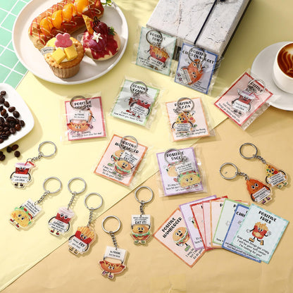 Sureio 32 Sets Employee Appreciation Gifts Bulk, Cute Positive Support Keychains, Small Inspirational Emotional Thank You Gifts for Coworker Staff Nurse Teachers Graduation (Fast Food)