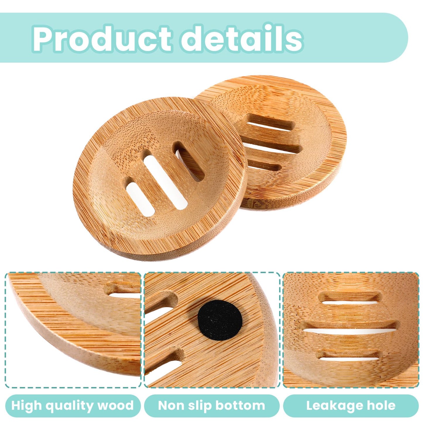 12 Pcs Bamboo Soap Dishes Wooden Soap Tray Soap Holder, Round Soap Dish for Bathroom, Shampoo Bar Holder for Shower Wood Soap Tray for Home Bathroom
