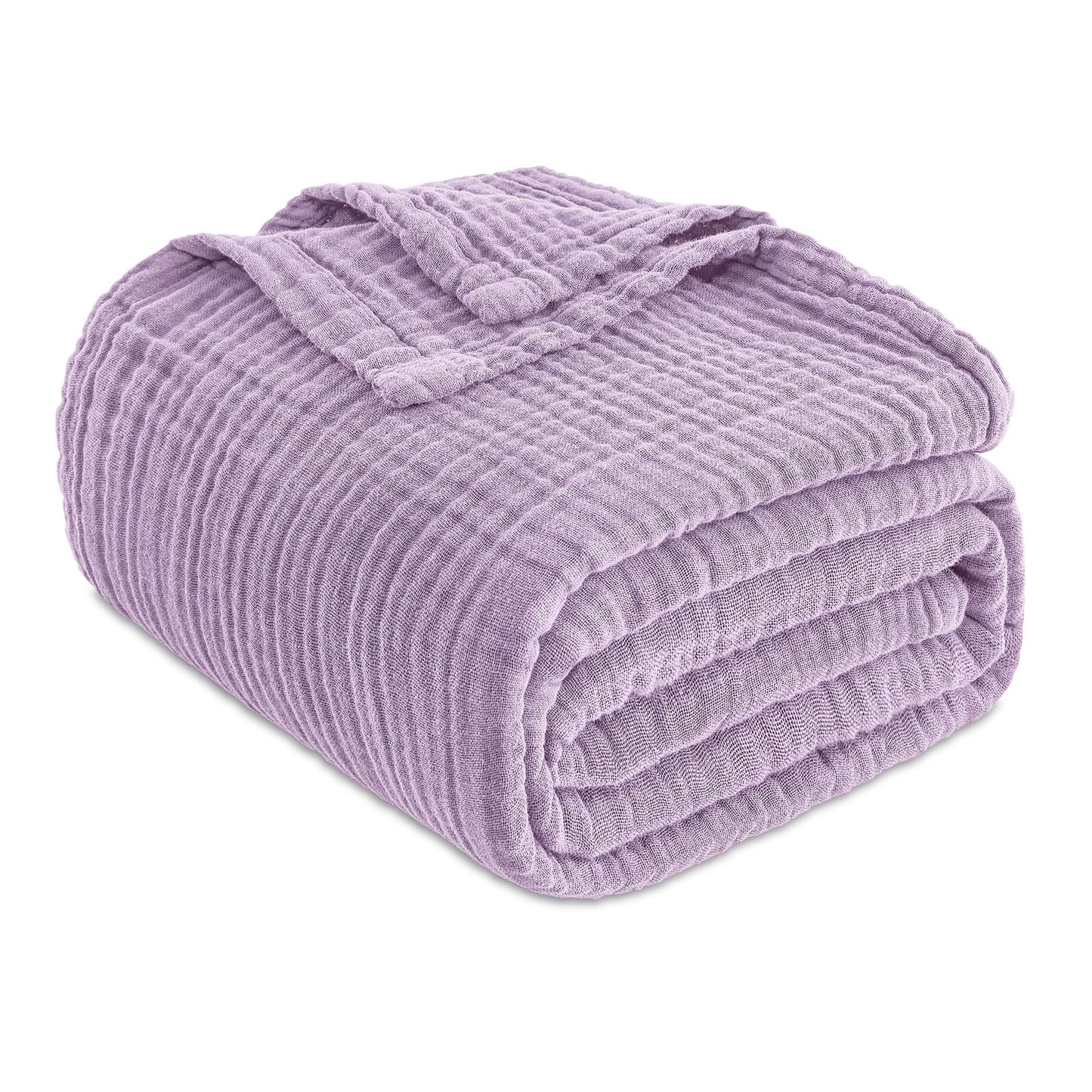 EMME Cotton Muslin Blanket King Size - Soft, Breathable Layering Blanket, 108"x90", All Season Gauze, Lavender