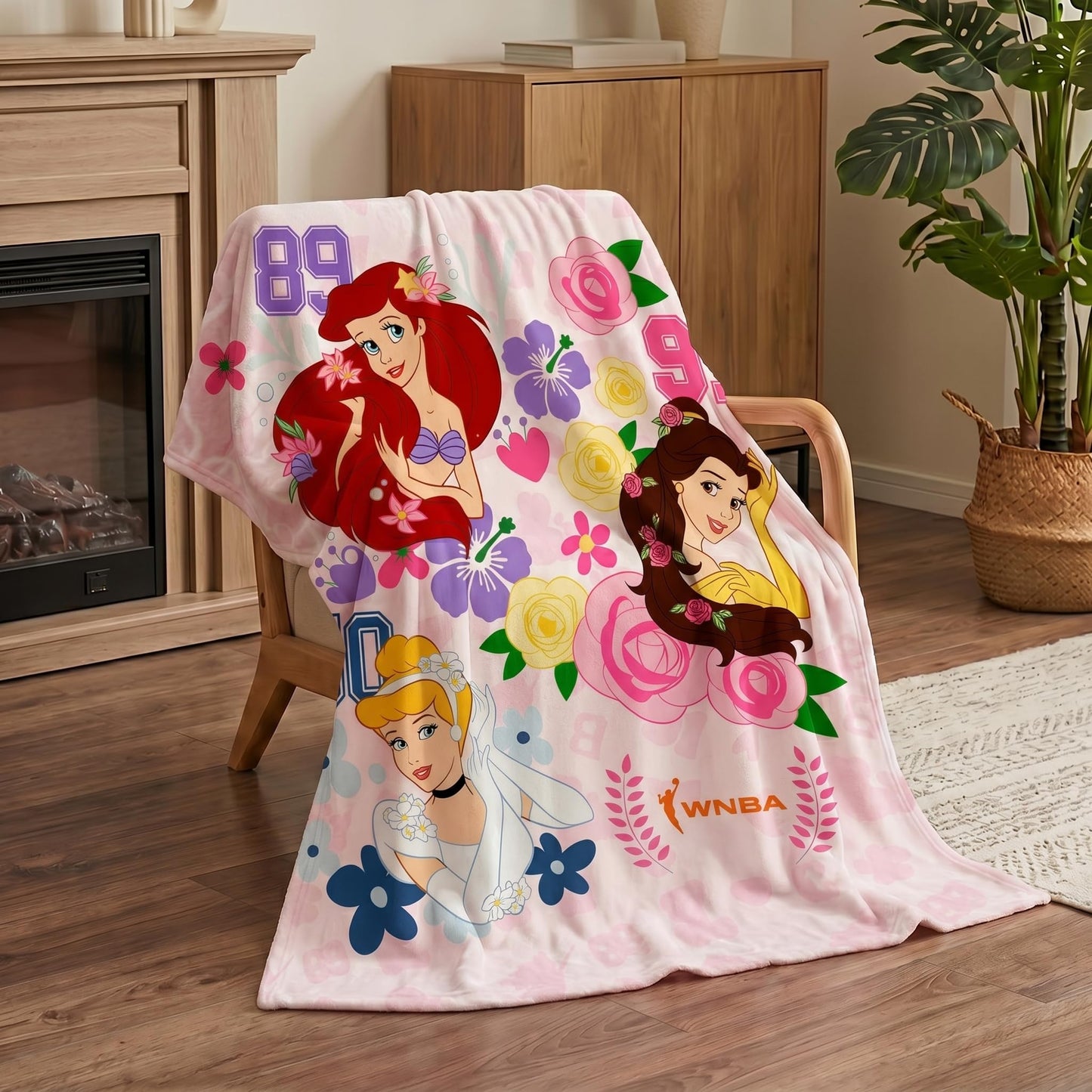 Northwest Disney Princesses Plush Throw Blanket, 46" x 60" Silk Touch Soft Fleece Blanket for Kids & Adults, Officially Licensed