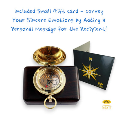 Brass Compass Gift with Wooden Box – Inspirational Graduation Gift for Son, Boys, College, High School, Motivational Keepsake for Him, Unique Birthday Gift Idea, Meaningful Keepsake with Card Included