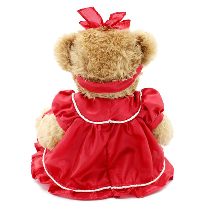 Oitscute Small Baby Teddy Bear with Cloth Cute Stuffed Animal Soft Plush Toy 10" (Red lace Dress)