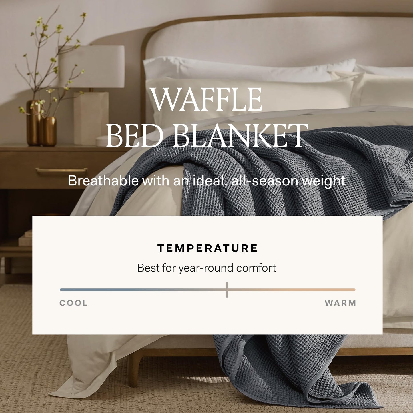 BOLL & BRANCH Waffle Bed Blanket - Twin/Twin XL, Natural - Luxury 100% Organic Cotton - Soft, Lightweight and Breathable - Textured Waffle Weave Design